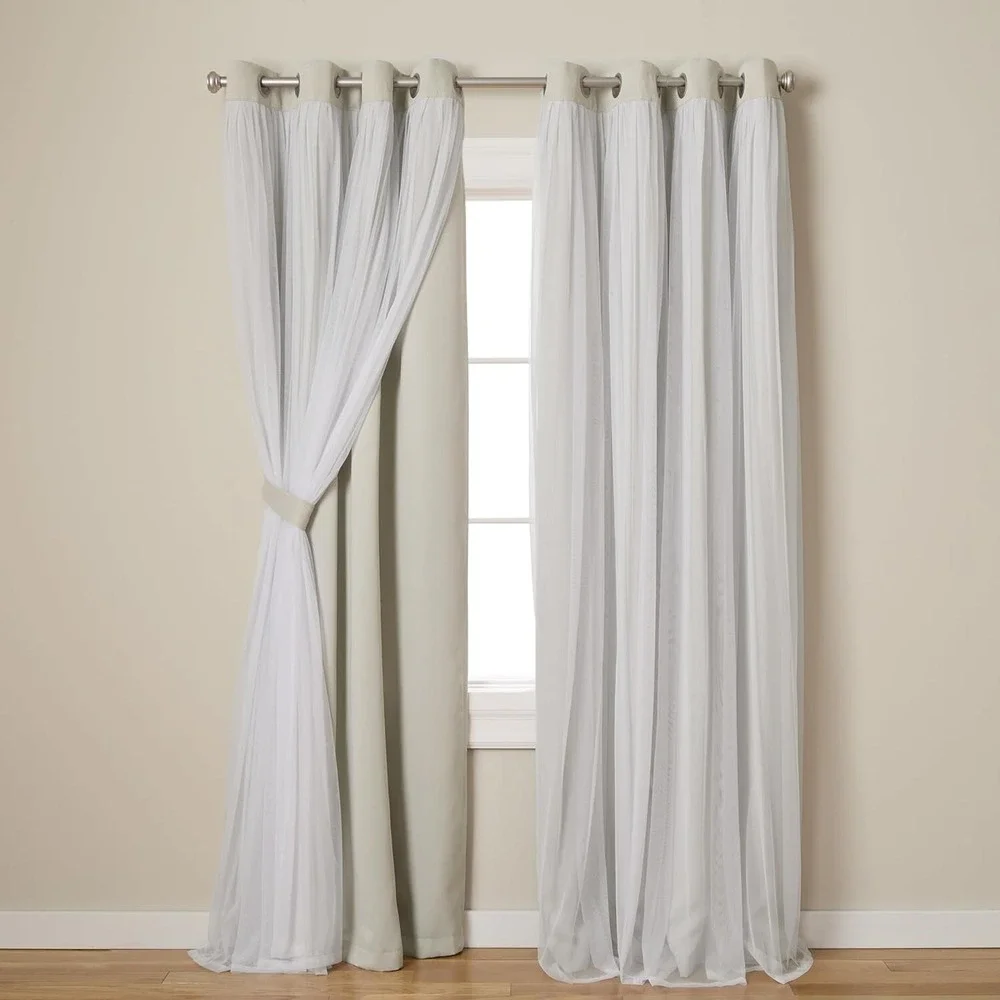 Exclusive Home Catarina Layered Solid Room Darkening Blackout Curtain Panel Pair